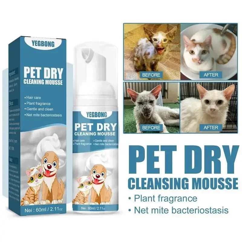 Waterless Cat Dog Shampoo No Rinse Dogs Cats Cleaning Mousse Pet Grooming Supplies for Safe Bathless Cleaning Odor Eliminator